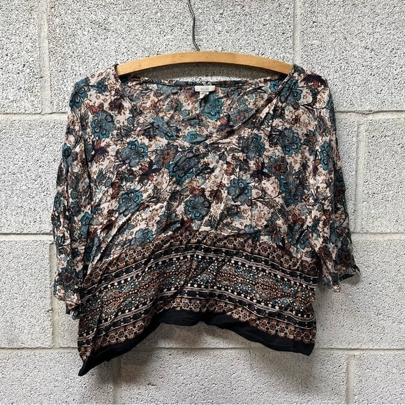 ecoté Rayon Printed Crop Blouse - Picture 1 of 6